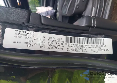 2015 Jeep Grand Cherokee Limited z USA, uszkodzony, nr VIN 1C4RJFBG6FC746588